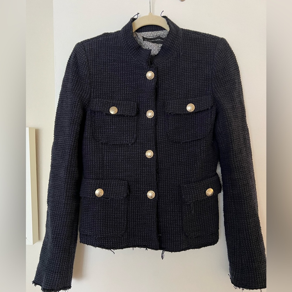 Zara Navy Military Style Blazer Size M